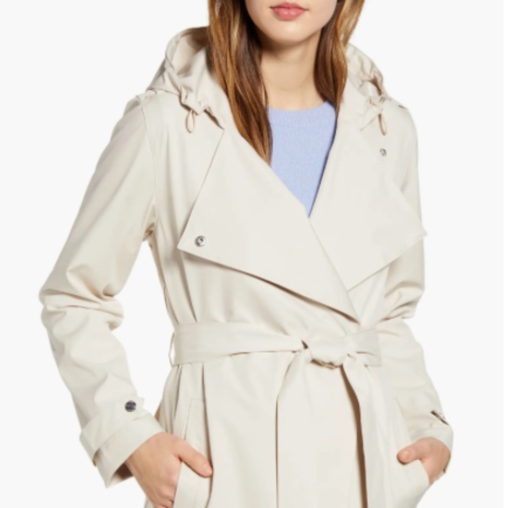 Bernardo Belted Rain‎ Trench Coat Light Beige Size Large (A)